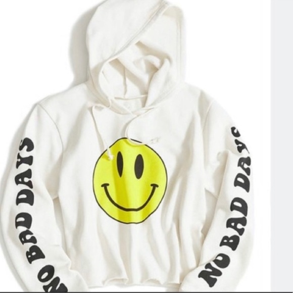 RARE Urban Outfitters | No Bad Days Smiley Cropped Hoodie | Small - Picture 10 of 10